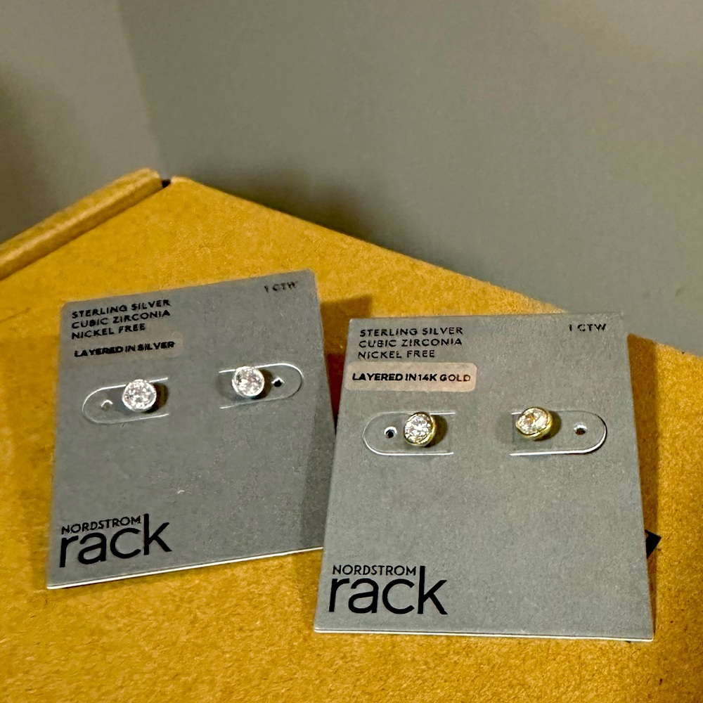 Nordstrom Rack CZ bezel stud (gold & silver) earrings